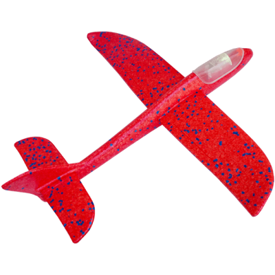 Aeroplan multicolor cu lumini, din polistiren, 48 cm 